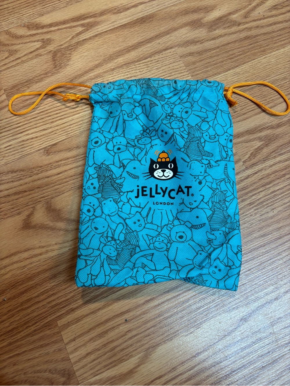 Jellycat Teal Plush Toy Drawstring Pouch Dust-bag with Orange Cord